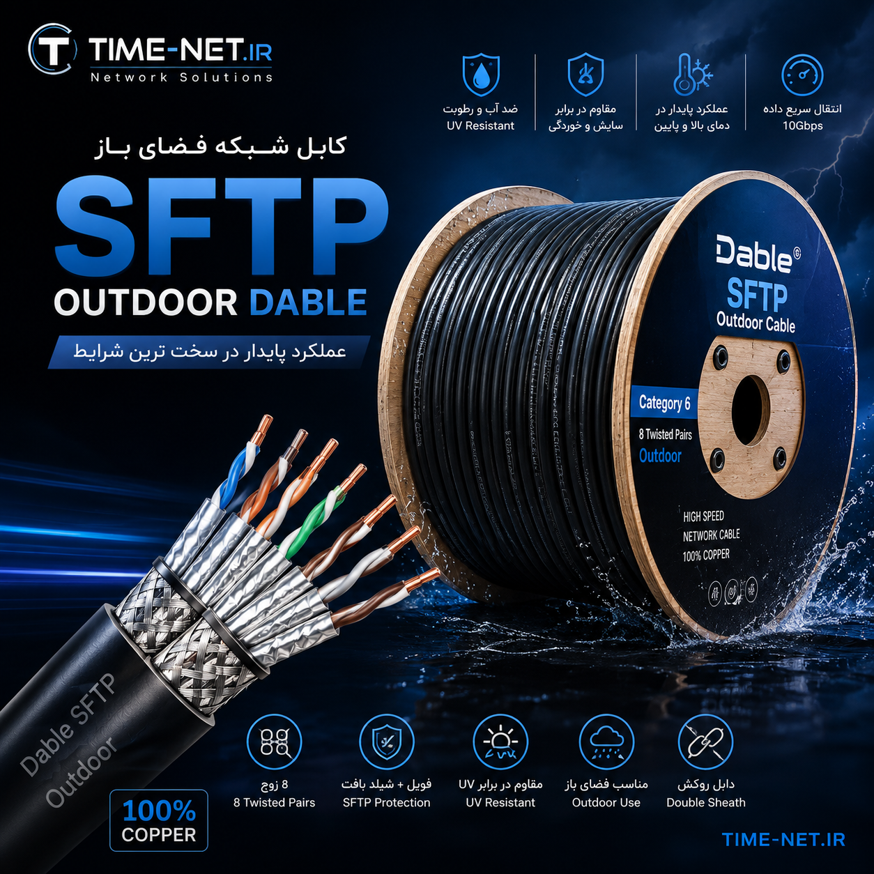 کابل شبکه SFTP Outdoor Dable Test Channel